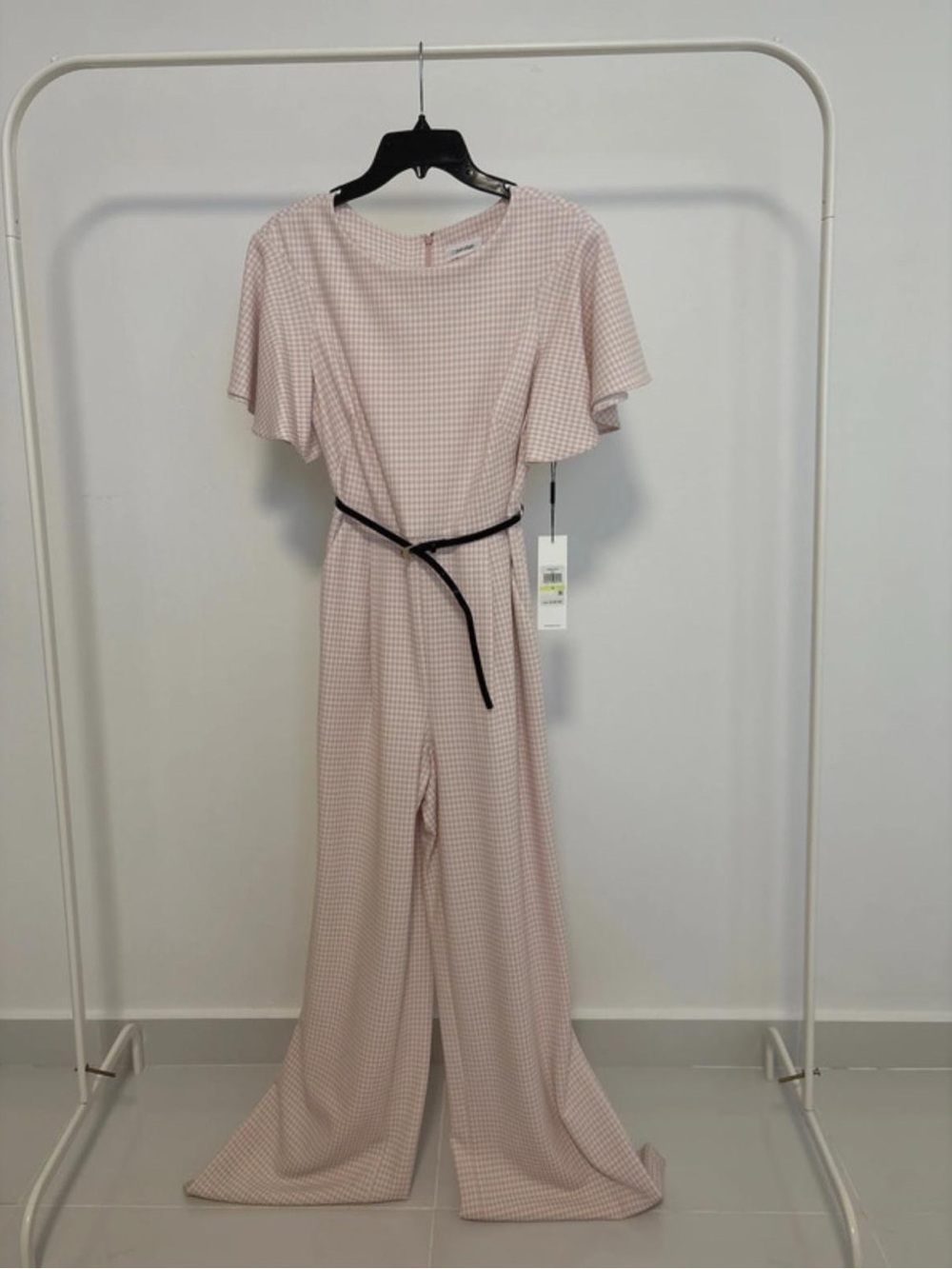 Calvin Klein Pink Gingham Wide-Leg
Jumpsuit with Belt | Size 4